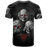 Skull T Shirt No See No Hear No Speak Evil - Wonder Print Shop