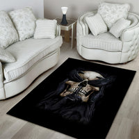 Skull Area Rug No See Evil Red Rose Jean - Wonder Print Shop