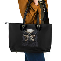 Skull Leather Tote Bag No See Evil Red Rose Jean - Wonder Print Shop