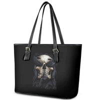 Skull Leather Tote Bag No See Evil Red Rose Jean - Wonder Print Shop