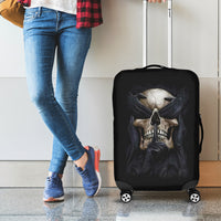 Skull Luggage Cover No See Evil Red Rose Jean - Wonder Print Shop