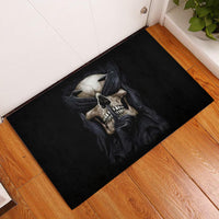 Skull Rubber Doormat No See Evil Red Rose Jean - Wonder Print Shop
