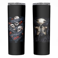 Skull Skinny Tumbler No See Evil Red Rose Jean - Wonder Print Shop