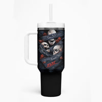 Skull Tumbler With Handle No See Evil Red Rose Jean - Wonder Print Shop