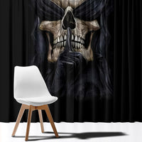 Skull Window Curtain No See Evil Red Rose Jean - Wonder Print Shop