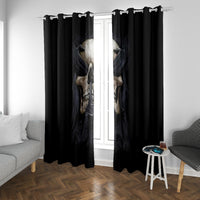Skull Window Curtain No See Evil Red Rose Jean - Wonder Print Shop