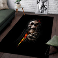 Skull Area Rug Skeleton Ripped Inside Flame - Wonder Print Shop