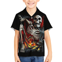 Skull Hawaiian Shirt Skeleton Ripped Inside Flame - Wonder Print Shop