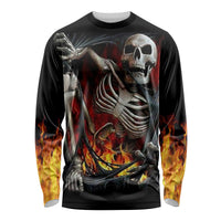 Skull Long Sleeve Shirt Skeleton Ripped Inside Flame - Wonder Print Shop
