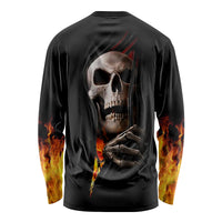 Skull Long Sleeve Shirt Skeleton Ripped Inside Flame - Wonder Print Shop