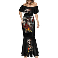 Skull Mermaid Dress Skeleton Ripped Inside Flame - Wonder Print Shop