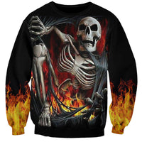 Skull Sweatshirt Skeleton Ripped Inside Flame - Wonder Print Shop