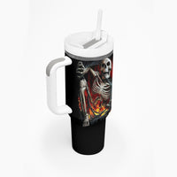 Skull Tumbler With Handle Skeleton Ripped Inside Flame - Wonder Print Shop