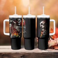Skull Tumbler With Handle Skeleton Ripped Inside Flame - Wonder Print Shop