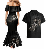 Skull Couples Matching Mermaid Dress And Hawaiian Shirt Evil Skeleton Look Inside - Wonder Print Shop