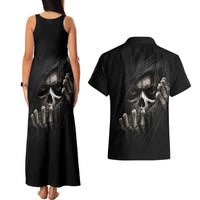Skull Couples Matching Tank Maxi Dress And Hawaiian Shirt Evil Skeleton Look Inside - Wonder Print Shop