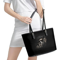 Skull Leather Tote Bag Evil Skeleton Look Inside - Wonder Print Shop