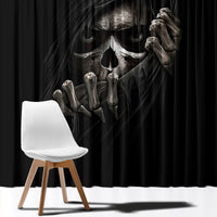 Skull Window Curtain Evil Skeleton Look Inside - Wonder Print Shop