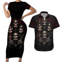 Skull Couples Matching Short Sleeve Bodycon Dress and Hawaiian Shirt Boy Band Queen - Wonder Print Shop