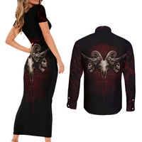 Skull Couples Matching Short Sleeve Bodycon Dress and Long Sleeve Button Shirts Boy Band Queen - Wonder Print Shop