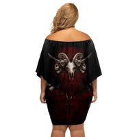 Skull Off Shoulder Short Dress Boy Band Queen - Wonder Print Shop