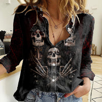 Skull Women Casual Shirt Boy Band Queen - Wonder Print Shop