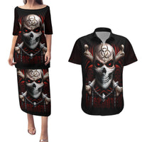 Skull Couples Matching Puletasi Dress and Hawaiian Shirt Blood Skull Survivor - Wonder Print Shop