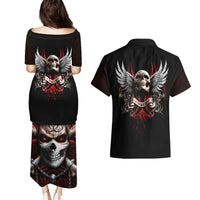 Skull Couples Matching Puletasi Dress and Hawaiian Shirt Blood Skull Survivor - Wonder Print Shop