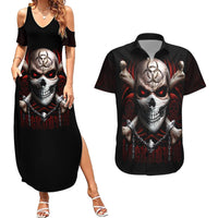 Skull Couples Matching Summer Maxi Dress and Hawaiian Shirt Blood Skull Survivor - Wonder Print Shop