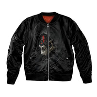 Skull Sleeve Zip Bomber Jacket Black Reaper - Wonder Print Shop