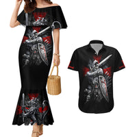Skull Couples Matching Mermaid Dress And Hawaiian Shirt Death Skull Crusader - Wonder Print Shop