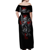 Skull Off Shoulder Maxi Dress Death Skull Crusader - Wonder Print Shop