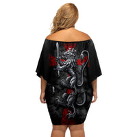 Skull Off Shoulder Short Dress Death Skull Crusader - Wonder Print Shop