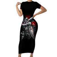 Skull Short Sleeve Bodycon Dress Death Skull Crusader - Wonder Print Shop