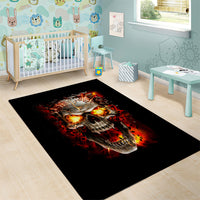 Skull Area Rug Fire Skull Tattoo Scream - Wonder Print Shop