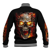 Skull Baseball Jacket Fire Skull Tattoo Scream - Wonder Print Shop