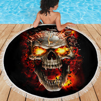 Skull Beach Blanket Fire Skull Tattoo Scream - Wonder Print Shop