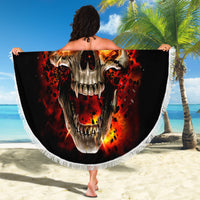 Skull Beach Blanket Fire Skull Tattoo Scream - Wonder Print Shop