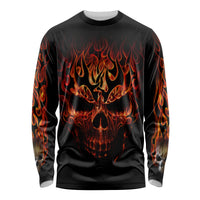 Skull Long Sleeve Shirt Fire Skull Tattoo Scream - Wonder Print Shop