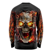 Skull Long Sleeve Shirt Fire Skull Tattoo Scream - Wonder Print Shop