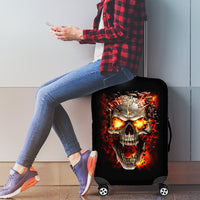 Skull Luggage Cover Fire Skull Tattoo Scream - Wonder Print Shop