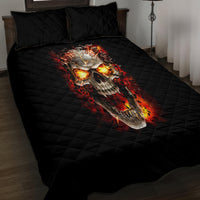 Skull Quilt Bed Set Fire Skull Tattoo Scream - Wonder Print Shop
