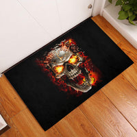 Skull Rubber Doormat Fire Skull Tattoo Scream - Wonder Print Shop