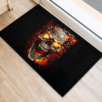 Skull Rubber Doormat Fire Skull Tattoo Scream - Wonder Print Shop