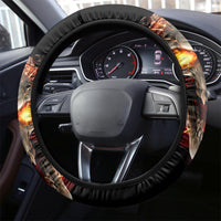Skull Steering Wheel Cover Fire Skull Tattoo Scream - Wonder Print Shop
