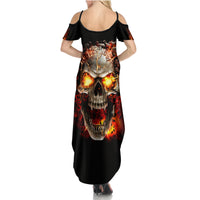 Skull Summer Maxi Dress Fire Skull Tattoo Scream - Wonder Print Shop