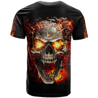 Skull T Shirt Fire Skull Tattoo Scream - Wonder Print Shop