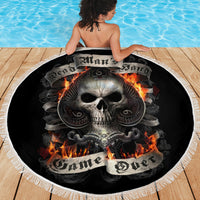Skull Beach Blanket Gambling Death Fire - Wonder Print Shop