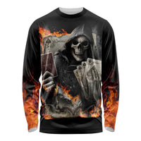 Skull Long Sleeve Shirt Gambling Death Fire - Wonder Print Shop