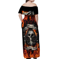 Skull Off Shoulder Maxi Dress Gambling Death Fire - Wonder Print Shop